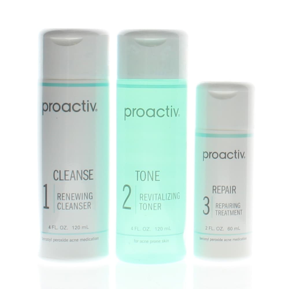Proactiv Solution 3 Piece 60 Day Acne Treatment Kit (Cleanse 4oz, Tone 4oz, Repair 2oz)