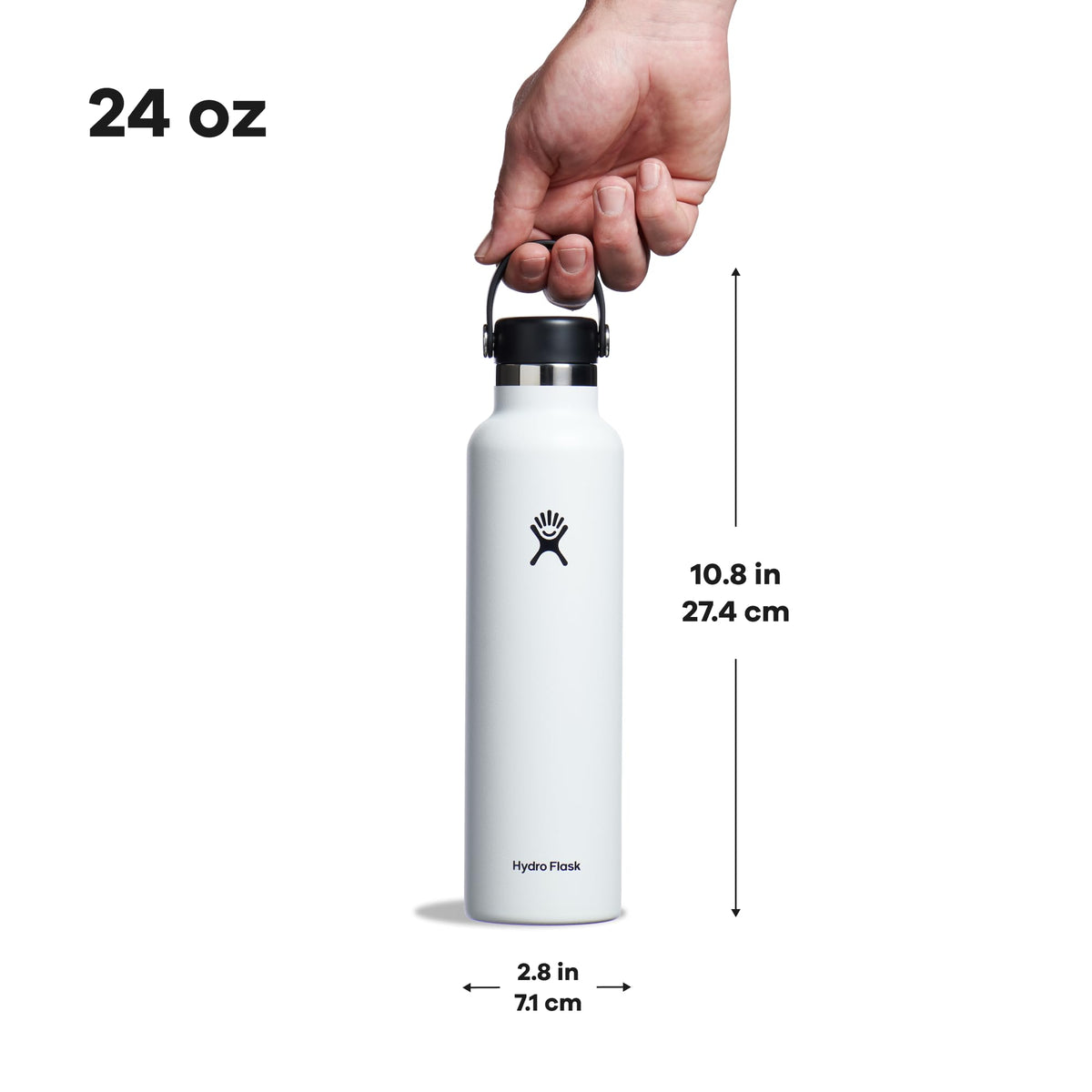 Hydro Flask Standard Mouth Water Bottle with Flex Cap White 24oz/709ml