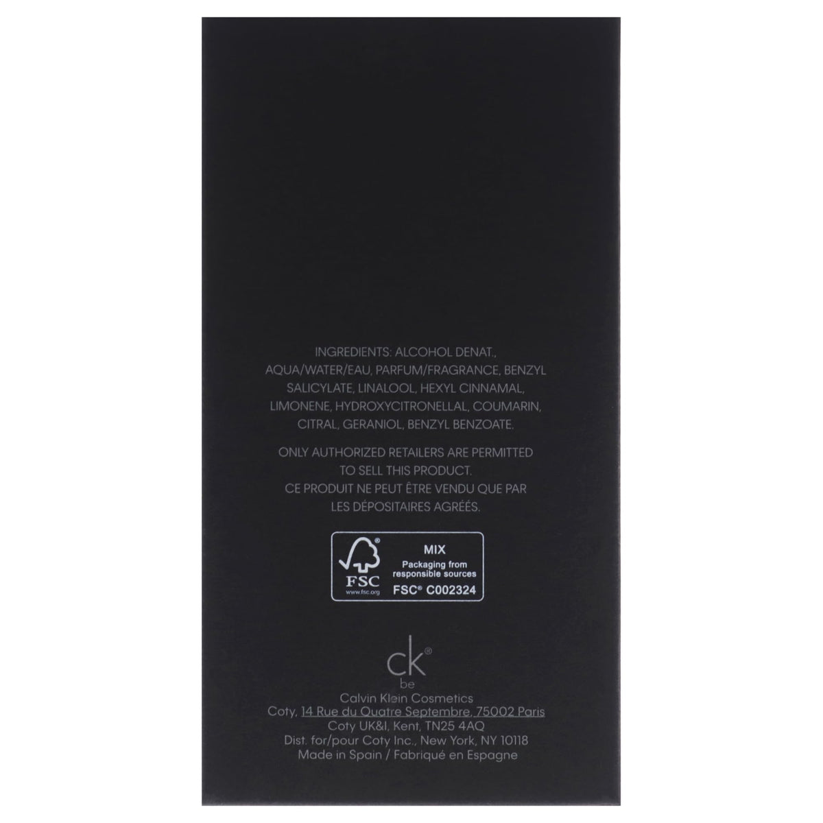 Calvin Klein Be EDT Spray for Unisex 100ml/3.3oz