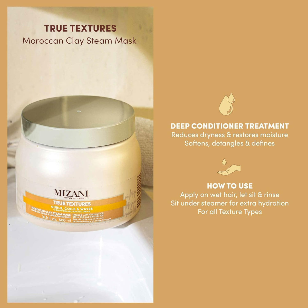 Mizani True Textures Moroccan Clay Steam Hair Mask 16.9oz/500ml