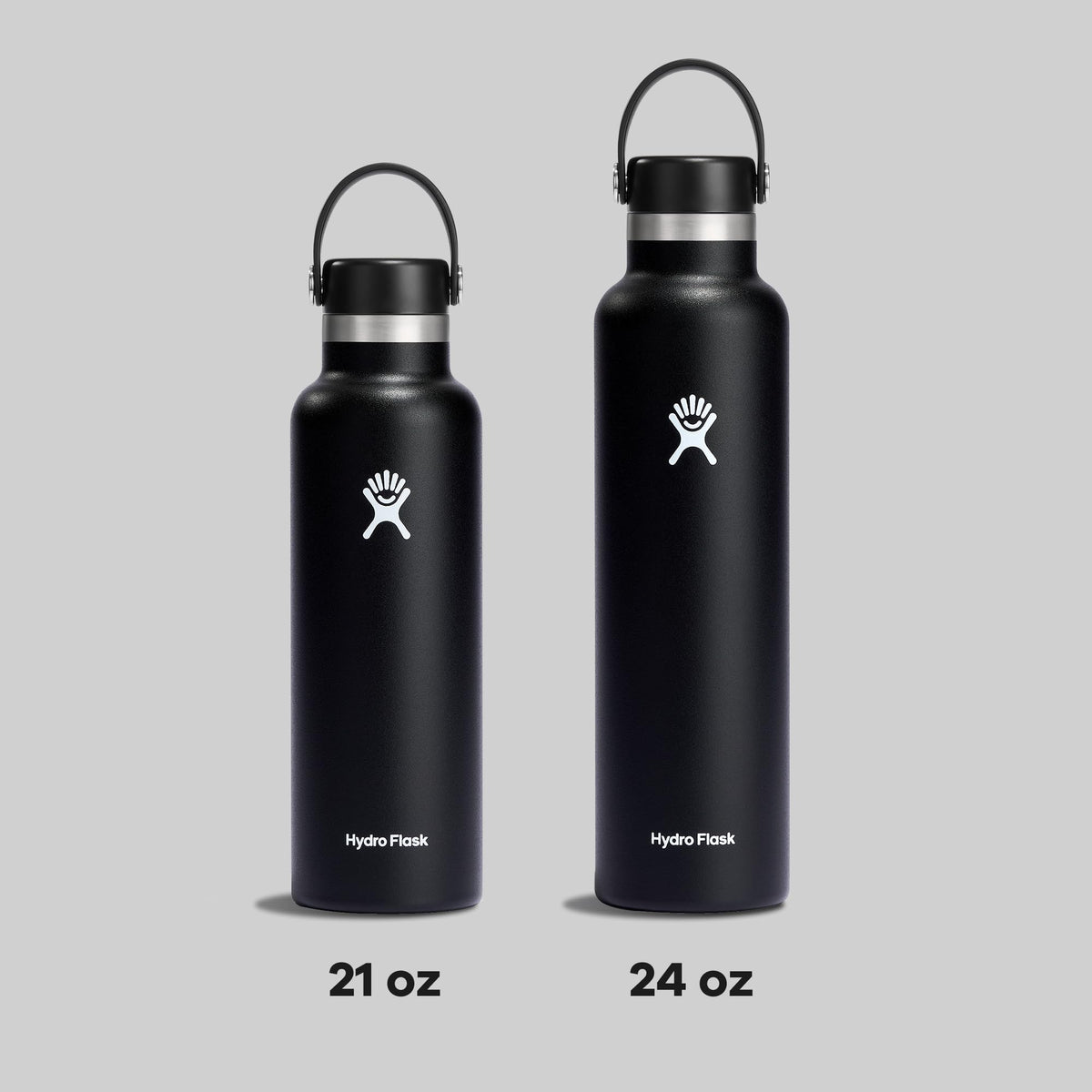 Hydro Flask 21 oz Standard Mouth Water Bottle with Flex Cap (Black)