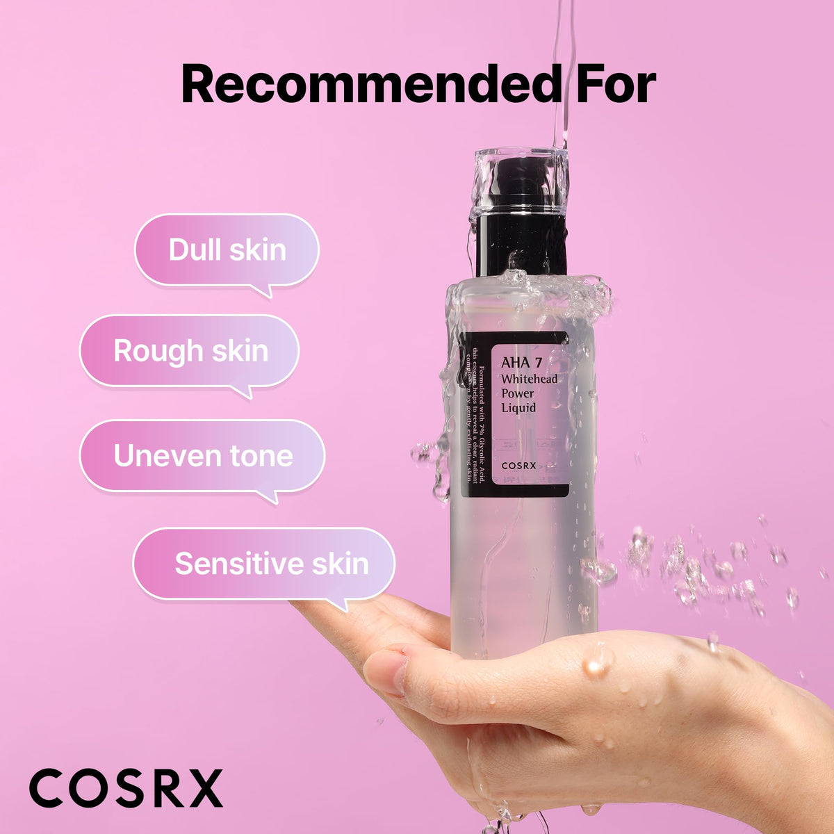 COSRX 7% Glycolic Acid Whitehead Removing Power Liquid, 3.38 fl.oz, AHA Exfoliant, Exfoliating Toner for Face & Body, Pore Minimizer, Korean Skin Care
