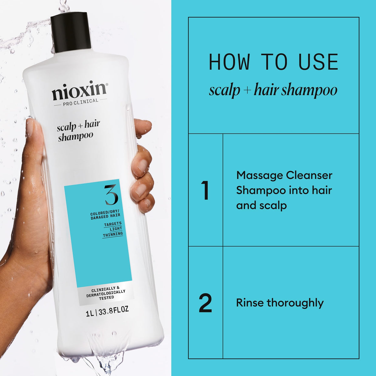 Nioxin System 3 Cleanser Shampoo, Fine Hair 33.8oz/1 Liter