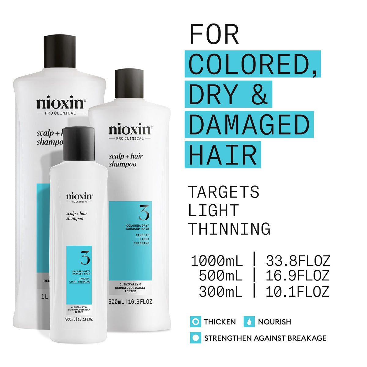 Nioxin System 3 Cleanser Shampoo, Fine Hair 33.8oz/1 Liter
