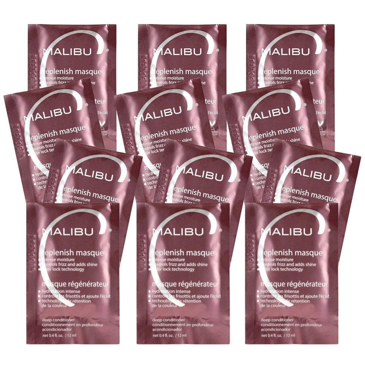 Malibu C Replenish Masque Deep Conditioner 12 Packets x 0.4oz/12ml