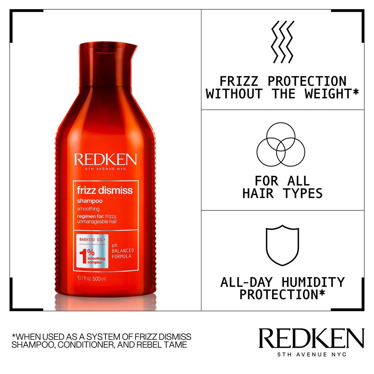 Redken Frizz Dismiss Shampoo 1% Smoothing Complex 16.9oz/500ml