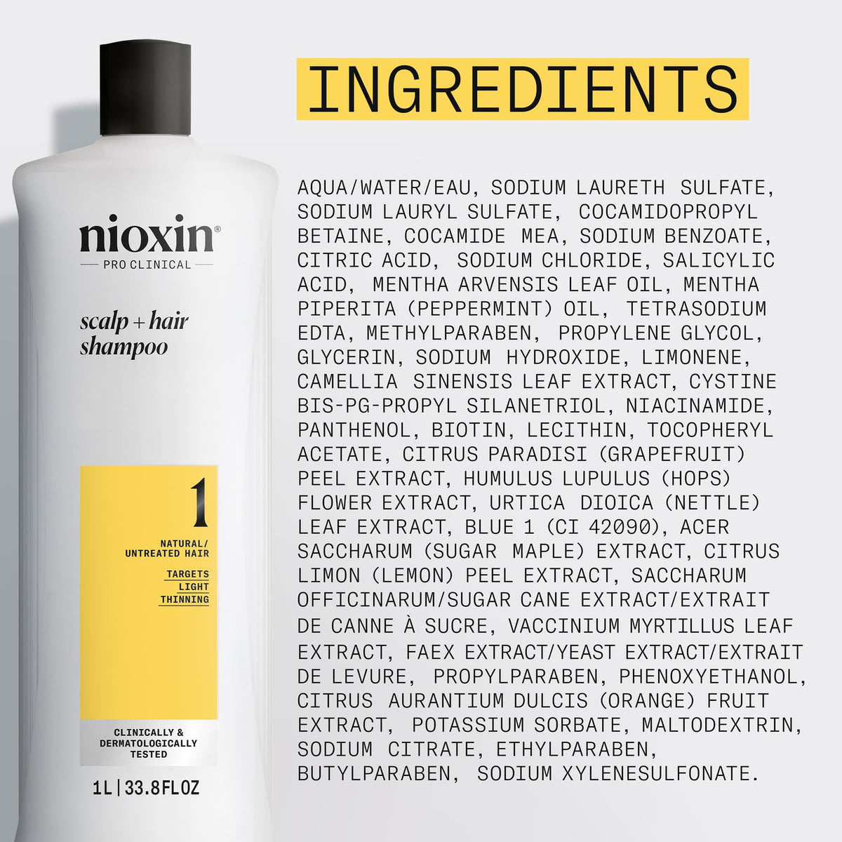 Nioxin System 1 Cleanser Shampoo, Fine Hair 33.8oz/1 Liter