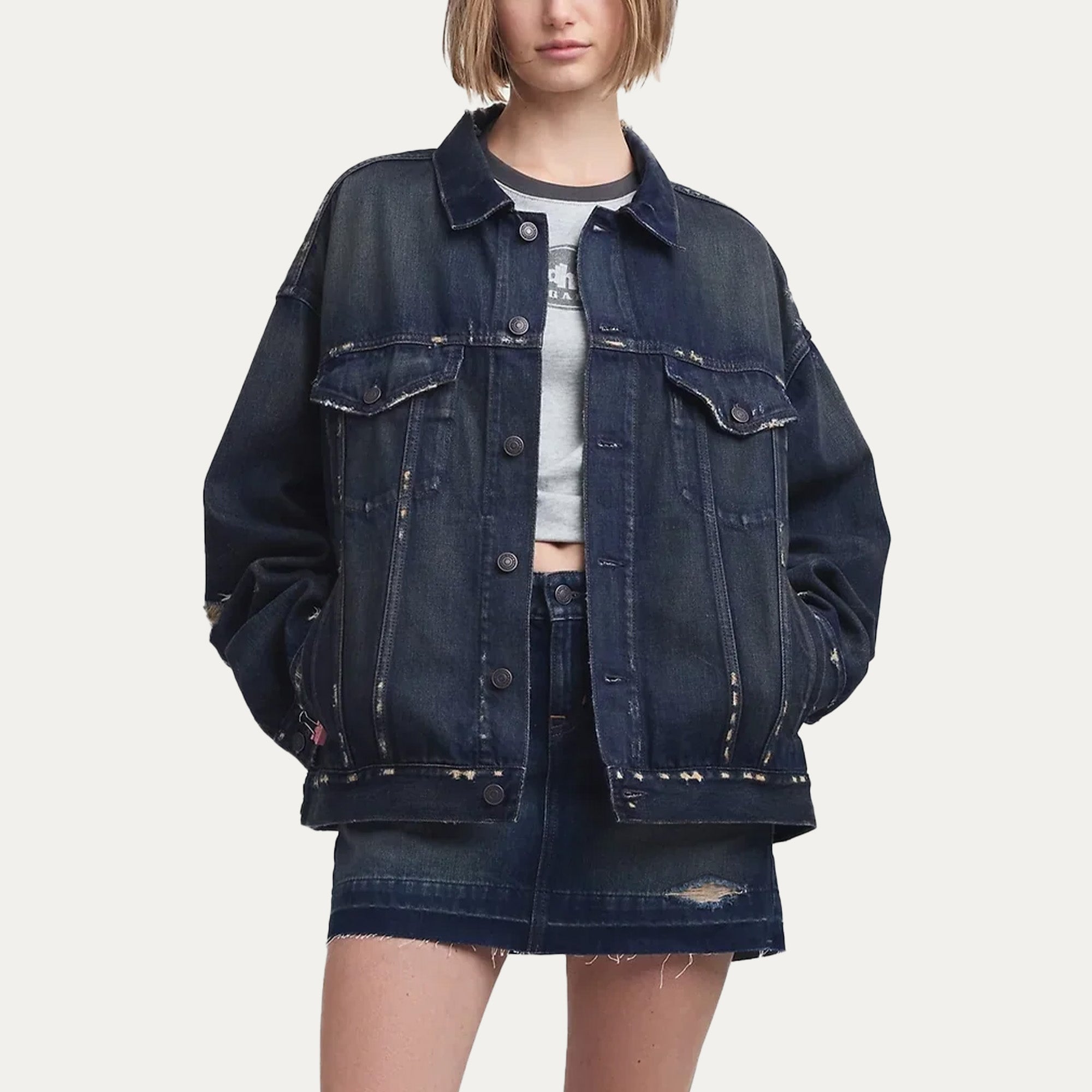 Gap x MadHappy Distressed Denim Trucker Jacket
