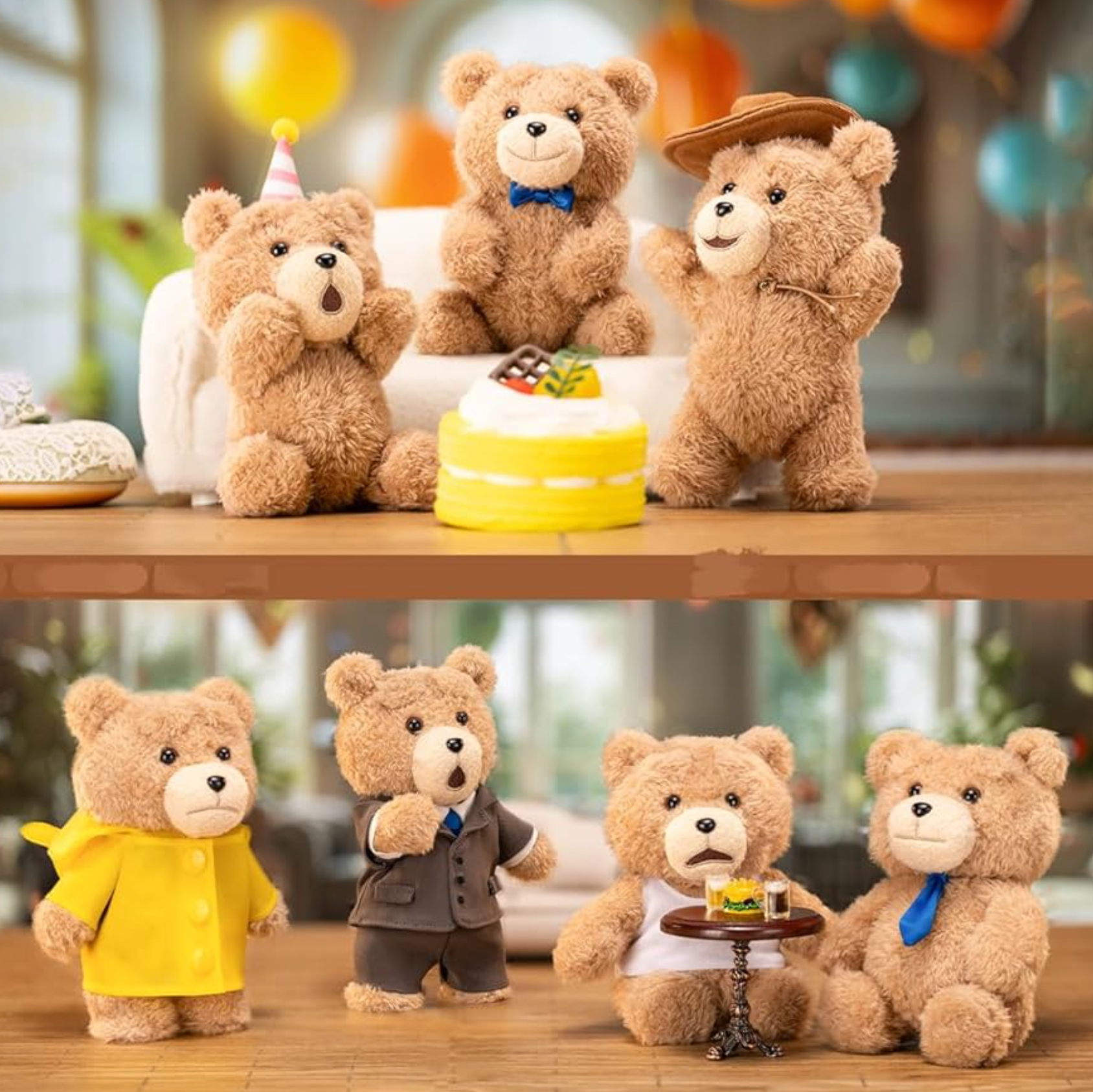 Pop Mart Ted2 Teddy Bear Action Plush Pendant Series Sealed Whole Set 'Mystery' (6 Blind Boxes)