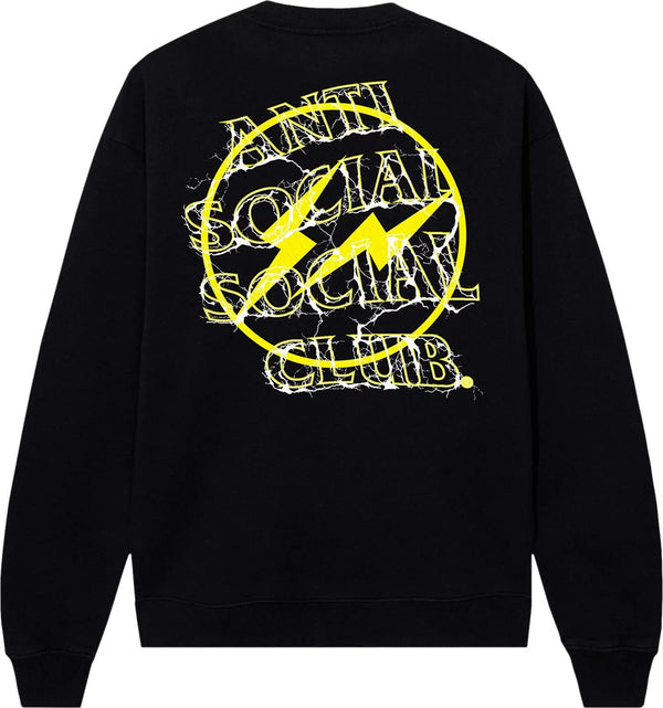 Anti Social Social Club x Fragment Design Bolt Crewneck -  Black/Yellow