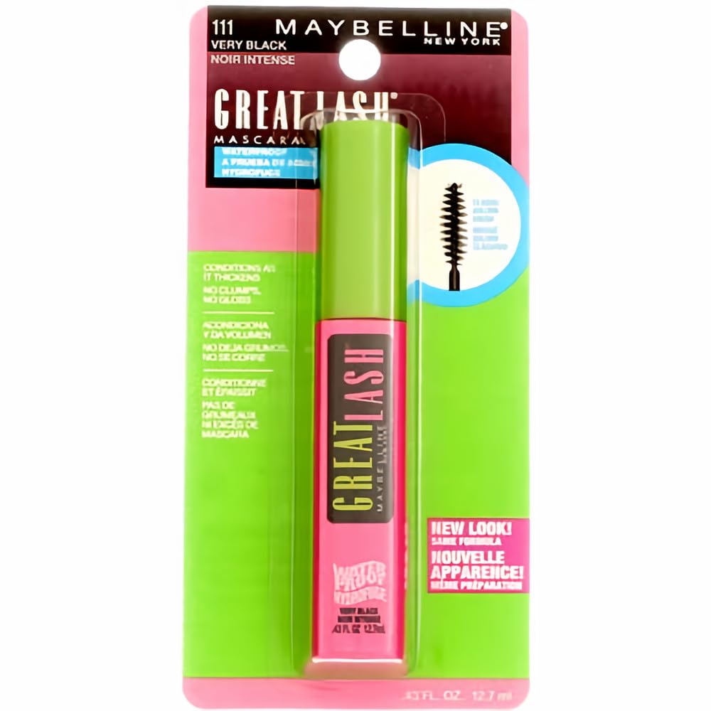Maybelline Great Lash Mascara 111 Very Black Waterproof 0.43oz/12.7ml