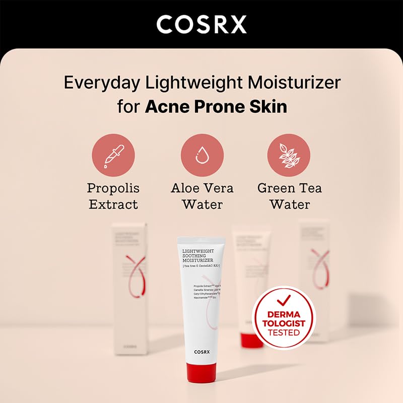 COSRX AC Collection Lightweight Soothing Moisturizer, 80ml / 2.70 fl.oz | Aloe Vera Leaves Extract 71.2% | Animal Testing Free, Paraben Free