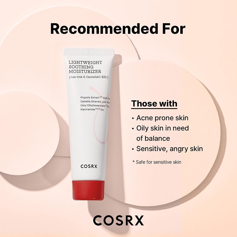 COSRX AC Collection Lightweight Soothing Moisturizer, 80ml / 2.70 fl.oz | Aloe Vera Leaves Extract 71.2% | Animal Testing Free, Paraben Free