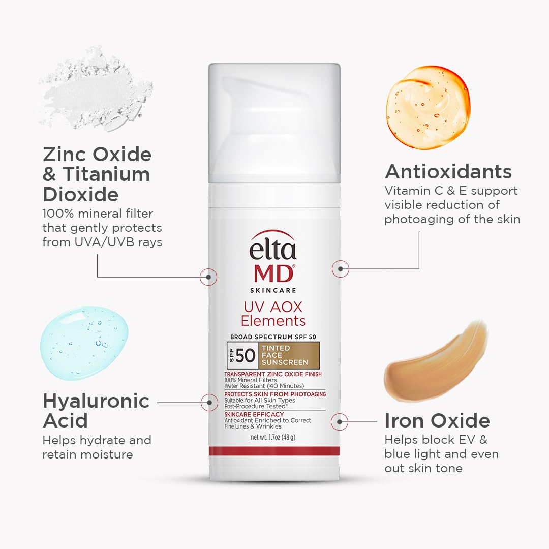 EltaMD UV AOX Elements SPF 50 Tinted Face Sunscreen Water Resistant 48g/1.7oz