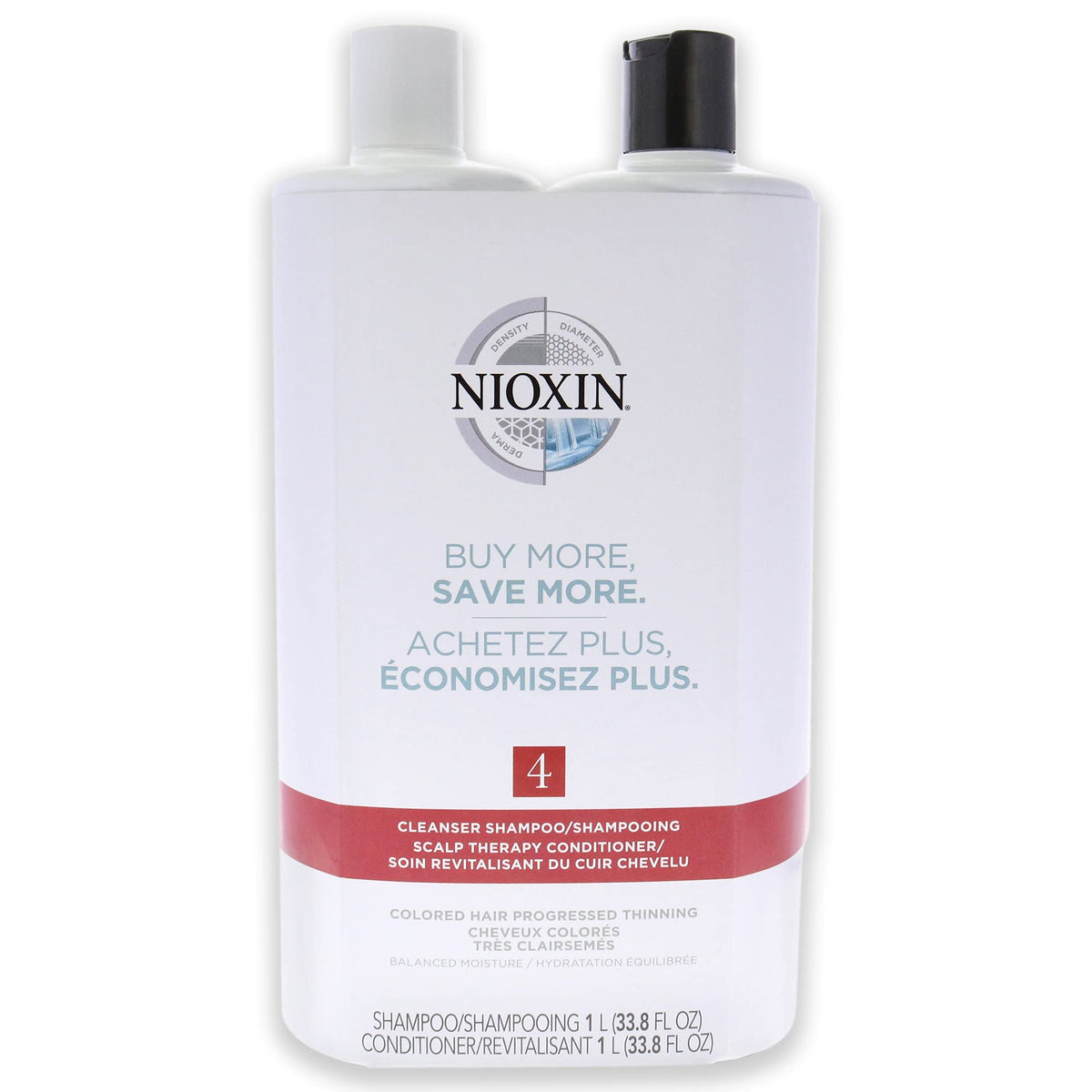 Nioxin System 4 Cleanser + Scalp Therapy 33.8oz/Liter Duo (New Packaging)