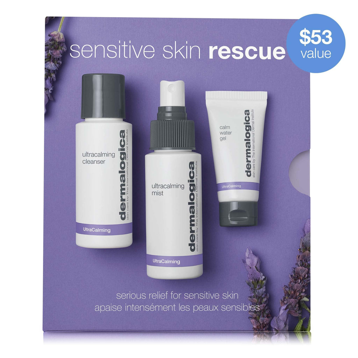 Dermalogica Sensitive Skin Rescue 3pc Kit (Ultracalming Cleanser 50ml/1.7oz, Ultracalming Mist 50ml/1.7oz, Calm Water Gel 0.5oz)
