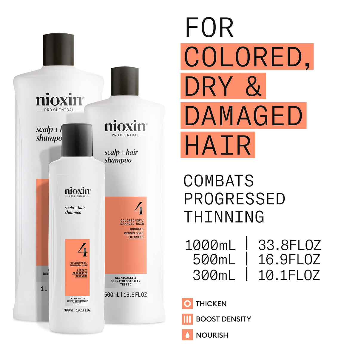 Nioxin System 4 Cleanser Shampoo, Fine Hair 33.8oz/1 Liter