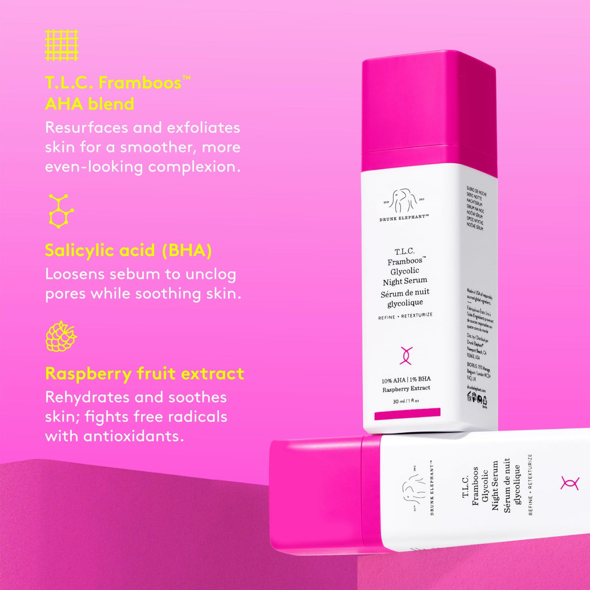 DRUNK ELEPHANT-T.L.C. FRAMBOOS GLYCOLIC NIGHT CREAM (30ML/1OZ)