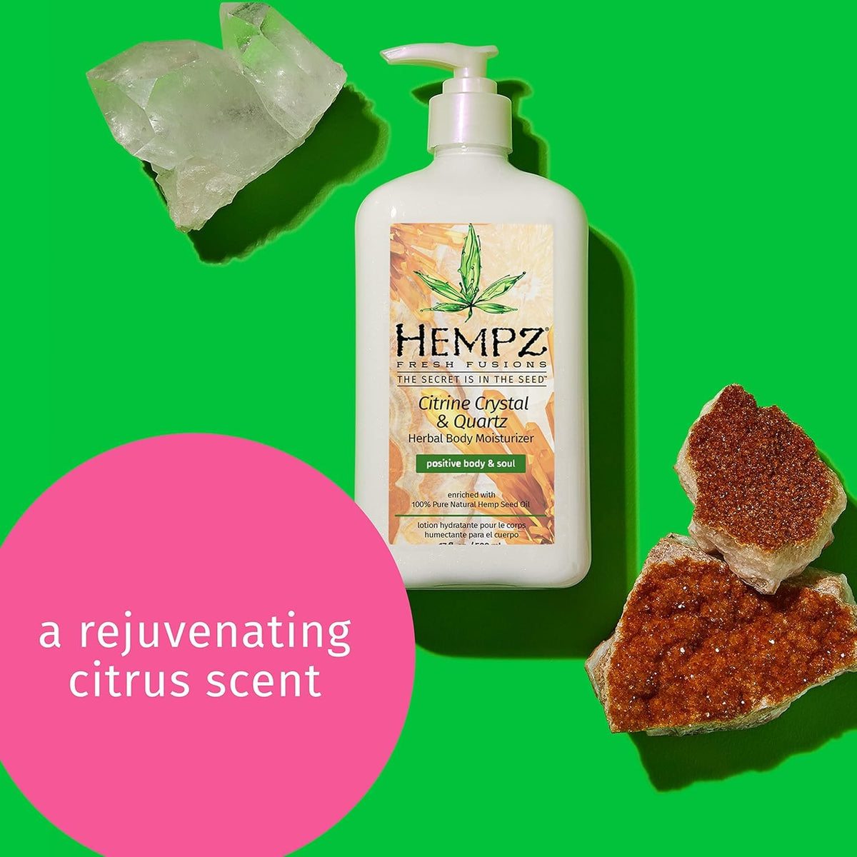 Hempz Fresh Fusions Citrine Crystal & Quartz Herbal Body Moisturizer 500ml/17oz