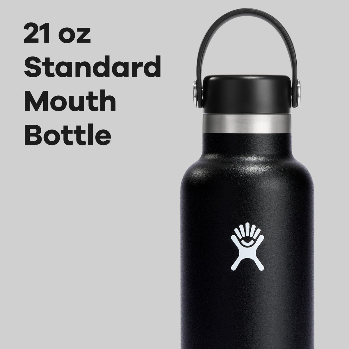 Hydro Flask 21 oz Standard Mouth Water Bottle with Flex Cap (Black)