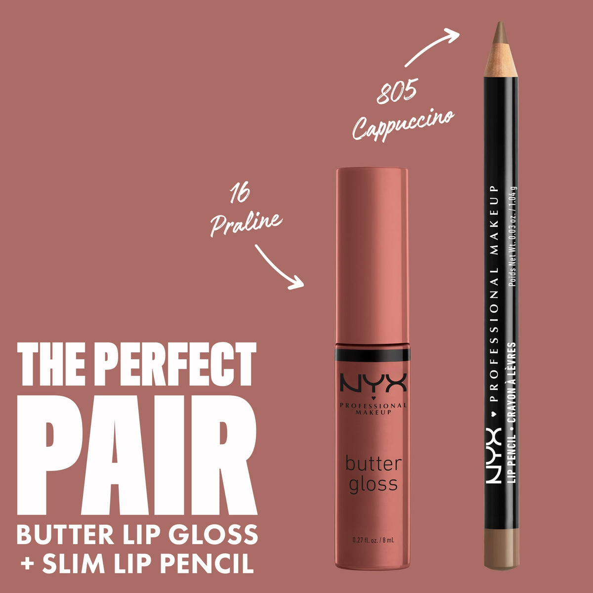 NYX Professional Makeup Butter Lip Gloss Praline 0.27oz/8ml