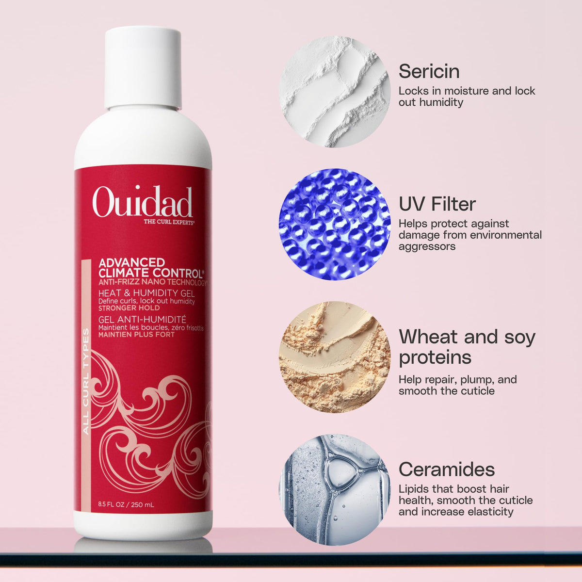 Ouidad Advanced Climate Control Heat & Humidity Gel Stronger Hold 8.5oz/250ml