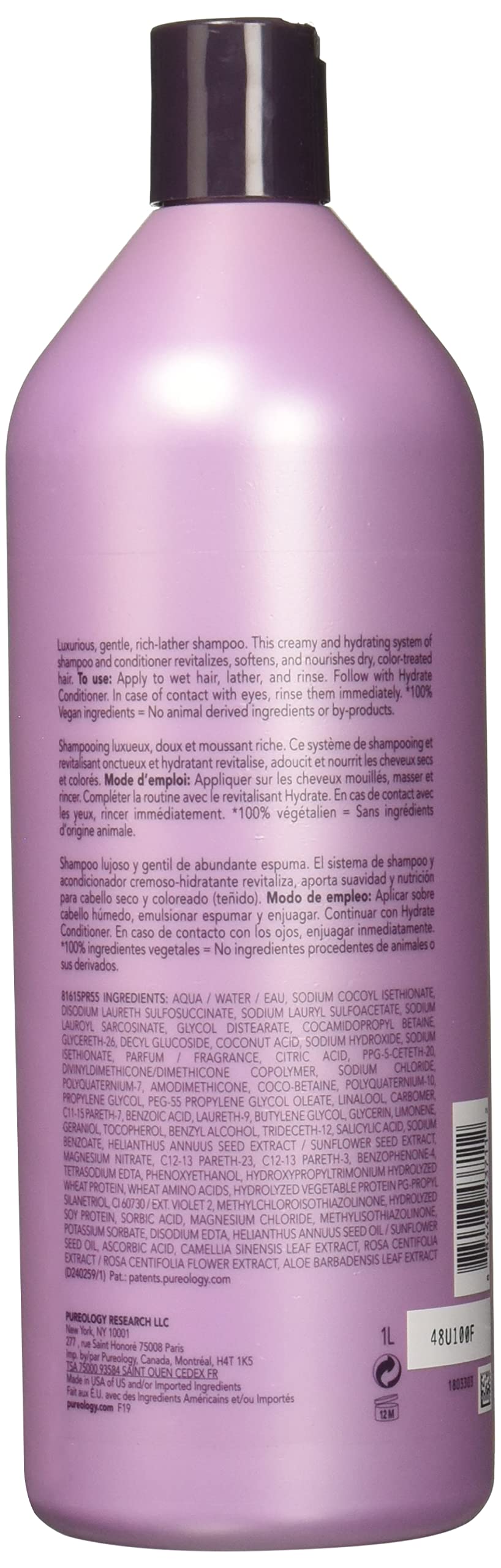 Pureology Hydrate Shampoo for Dry Coloured Hair Litre/33.8oz