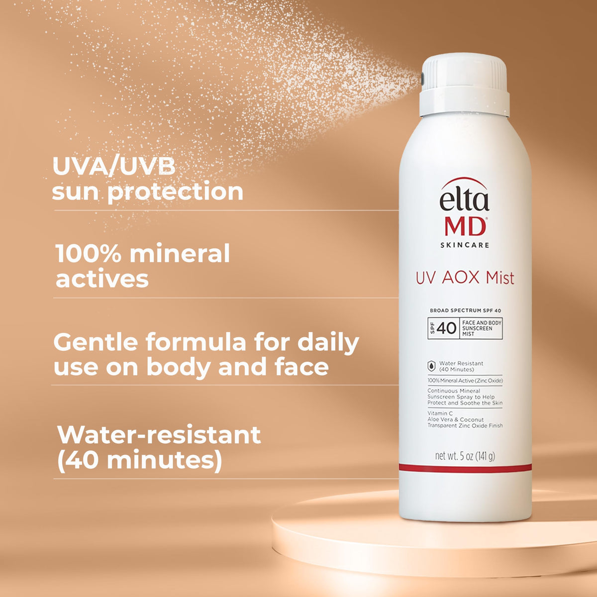 EltaMD UV AOX Mist SPF 40 Face and Body Sunscreen Mist Water Resistant 141g/5oz