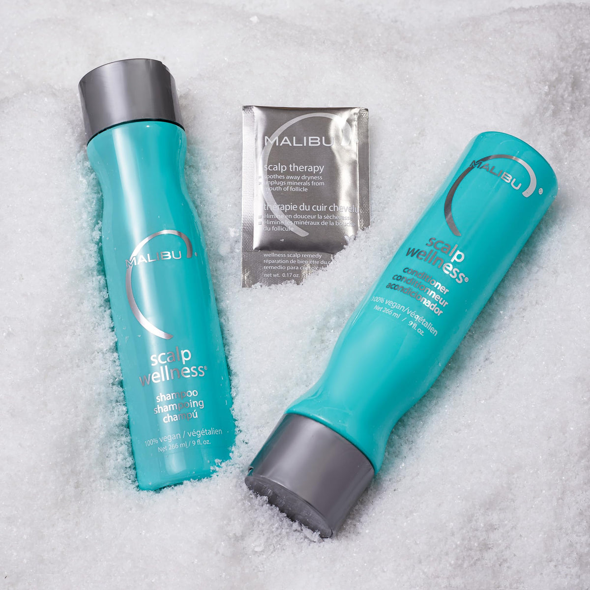 Malibu C Scalp Wellness Collection Kit (Scalp Shampoo 266ml/9oz, Scalp Conditioner 266ml/9oz, Scalp Sachet (4 packets) 0.17oz/5g)