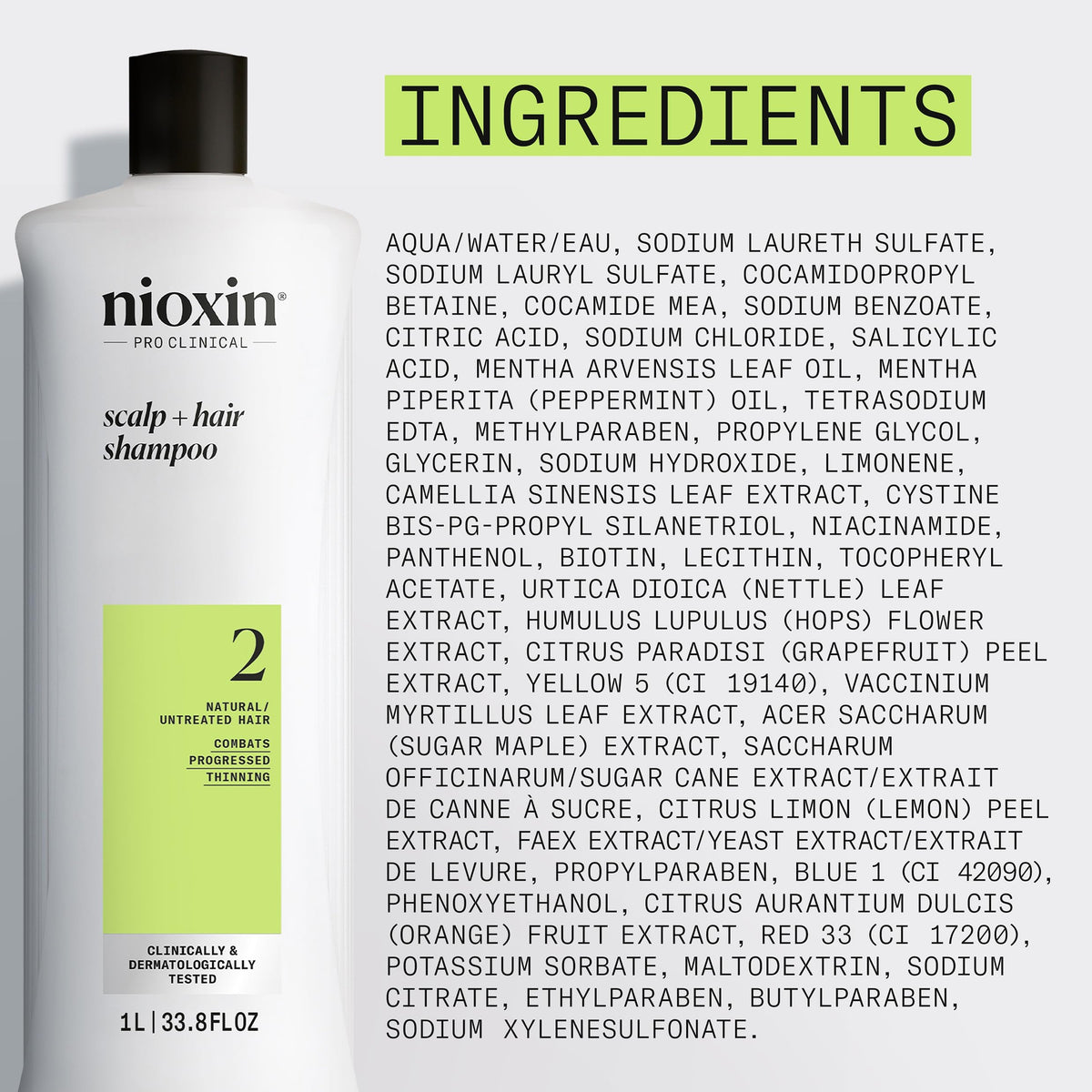 Nioxin System 2 Cleanser Shampoo, Fine Hair 33.8oz/1 Liter
