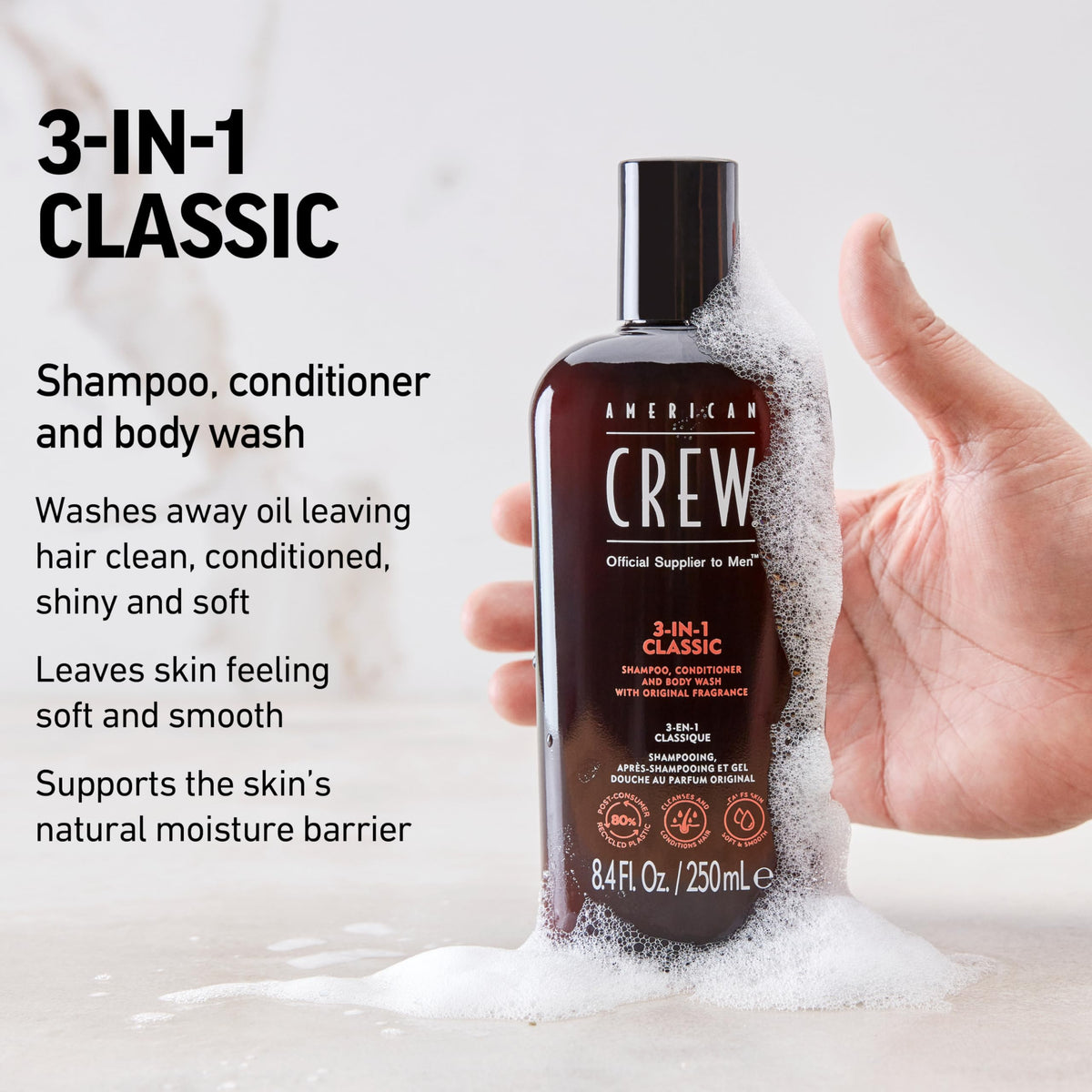 American Crew 3-In-1 Shampoo,Conditioner and Body Wash 250ml/8.45oz
