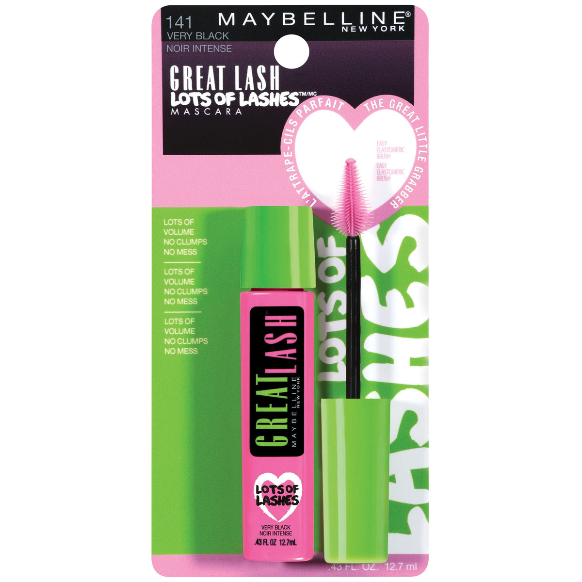 Maybelline Great Lash Lots of Lashes Mascara 141 Very Black 0.43oz/12.7ml