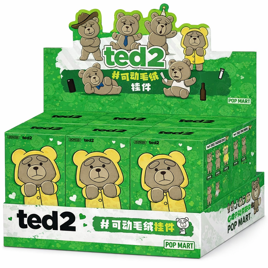 Pop Mart Ted2 Teddy Bear Action Plush Pendant Series Sealed Whole Set 'Mystery' (6 Blind Boxes)