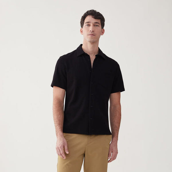 Anchor Knit Pique Shirt - Black