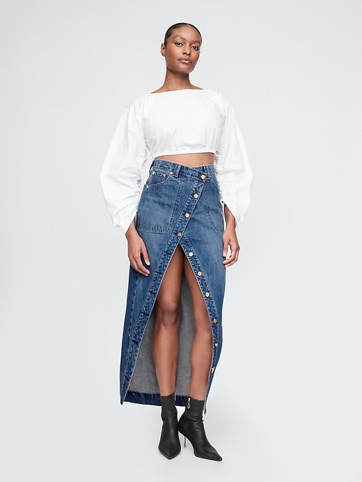 Gap x Cult Gaia Asymmetrical Denim Maxi Skirt