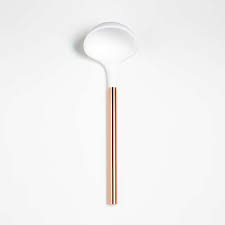 White & Copper Slotted Spoon