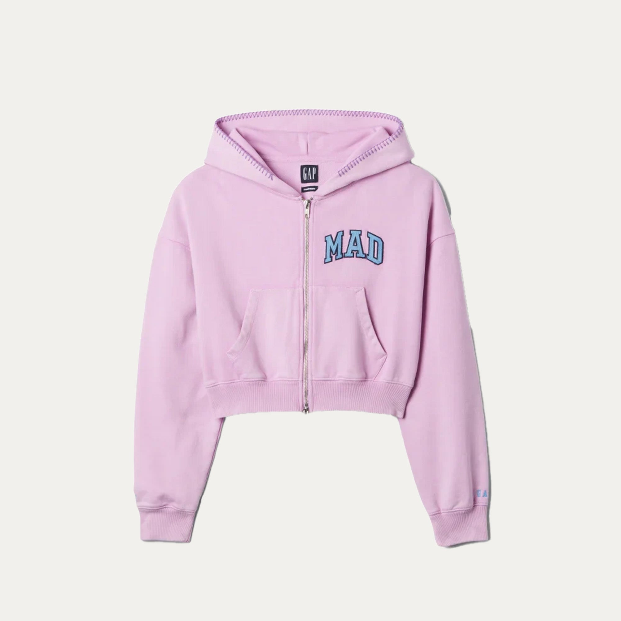 Gap x MadHappy Full Zip Cropped Mad Hoodie - Lavender